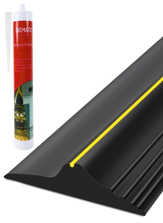 ToLanbbt 12Ft/3.7M Universal Garage Door Rubber Threshold Strip with 300ml Black Adhesive/Sealant, Weatherproof Seal Strip DIY Weather Stripping Replacement (Black+Yellow) - Image 1